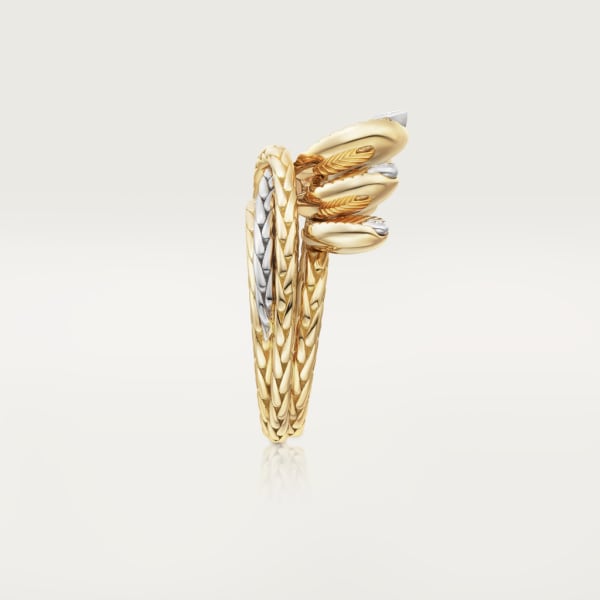 Grain de café ring Yellow gold, white gold, diamonds