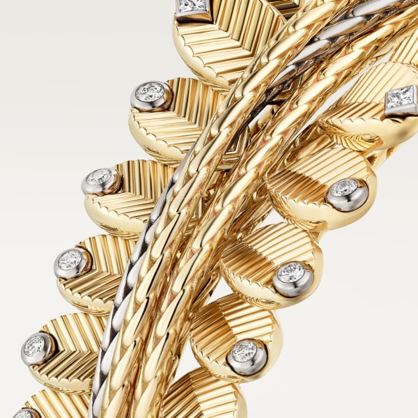 Grain de Café bracelet Yellow gold, white gold, diamonds