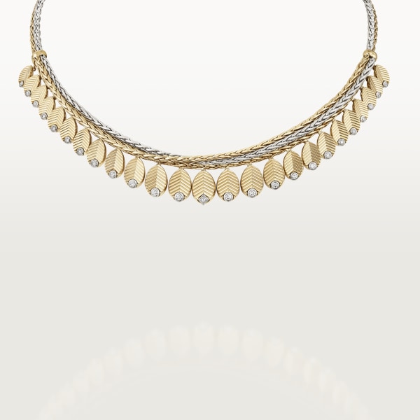 Grain de Café necklace Yellow gold, white gold, diamonds