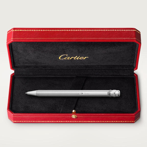 Santos de Cartier ballpoint pen, small model Engraved metal, palladium finish