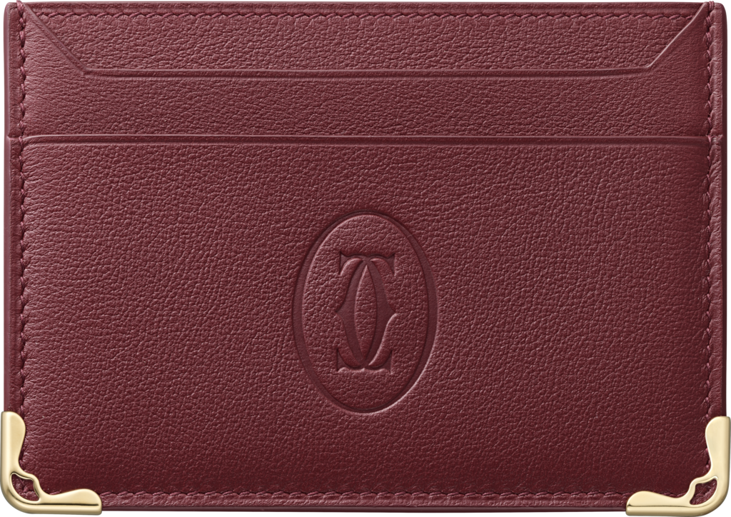 Double card holder, Must de CartierBurgundy calfskin, golden finish