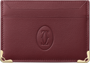 Double card holder, Must de Cartier Burgundy calfskin, golden finish