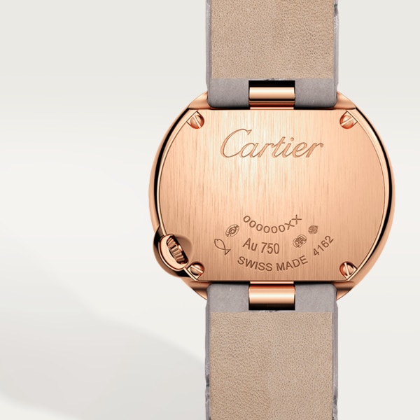 Ballon Blanc de Cartier watch 26mm, quartz movement, rose gold, diamond, leather