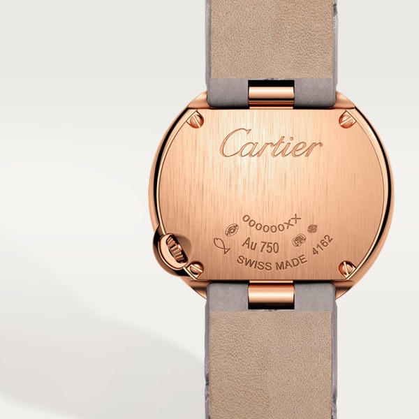 Ballon Blanc de Cartier watch 26mm, quartz movement, rose gold, diamonds, leather