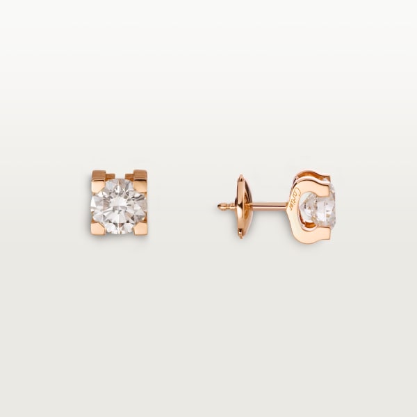 C de Cartier earrings Rose gold, diamonds