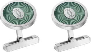 Double C de Cartier cufflinks Sterling silver, green lacquer, palladium finish