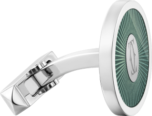 Double C de Cartier cufflinks Sterling silver, green lacquer, palladium finish