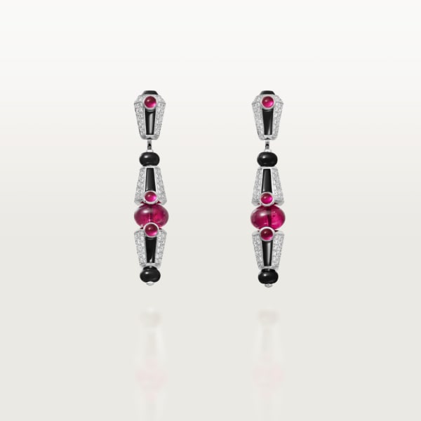 Beautés du Monde earrings White gold, rubellite, onyx, diamonds