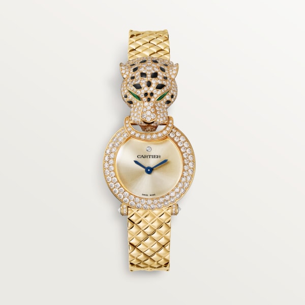 La Panthère de Cartier watch 23.6 mm, quartz movement, 18K yellow gold, diamonds, metal bracelet