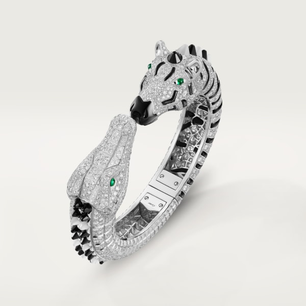 Indomptables de Cartier bracelet White gold, onyx, moonstone, emerald, diamonds