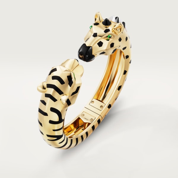 Indomptables de Cartier bracelet Yellow gold, onyx, moonstone, black lacquer, tsavorite garnets