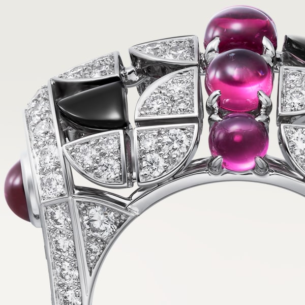 Beautés du Monde ring White gold, rubellite, onyx, diamonds