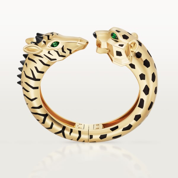 Indomptables de Cartier bracelet Yellow gold, onyx, black lacquer, tsavorite garnets