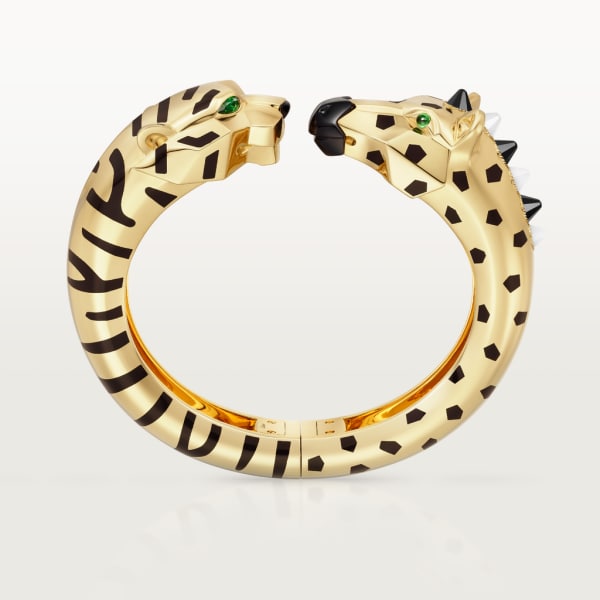 Indomptables de Cartier bracelet Yellow gold, onyx, moonstone, black lacquer, tsavorite garnets