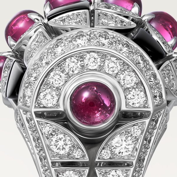 Beautés du Monde ring White gold, rubellite, onyx, diamonds