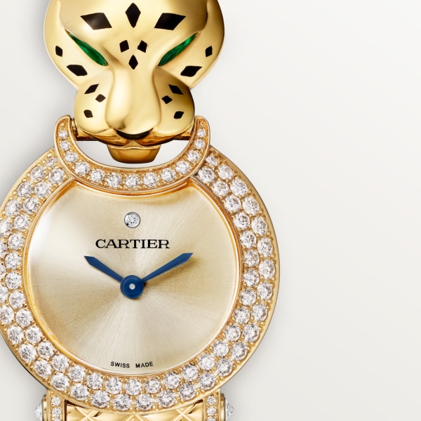 La Panthère de Cartier watch 23.6 mm, quartz movement, 18K yellow gold, diamonds, metal bracelet