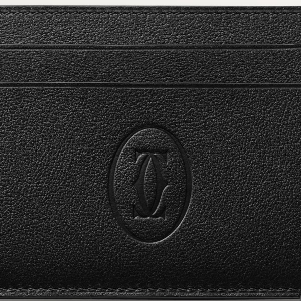 Double card holder, Must de Cartier Black calfskin, palladium finish