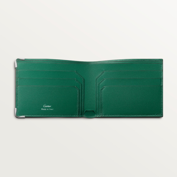 Must de Cartier Small Leather Goods, Wallet Aventurine calfskin, palladium finish