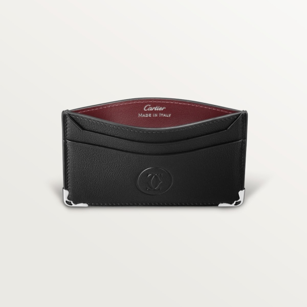 Double card holder, Must de Cartier Black calfskin, palladium finish