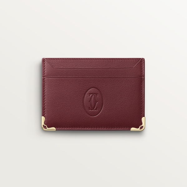 Double card holder, Must de Cartier Burgundy calfskin, golden finish