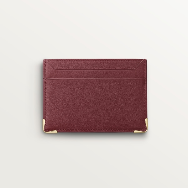 Double card holder, Must de Cartier Burgundy calfskin, golden finish