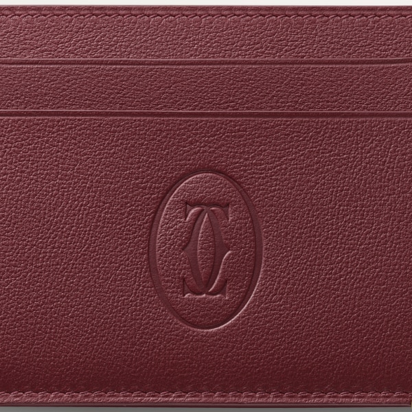 Double card holder, Must de Cartier Burgundy calfskin, golden finish