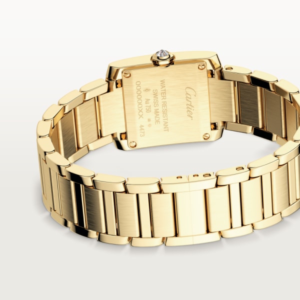 Tank Française watch Small model, quartz movement, yellow gold, diamonds