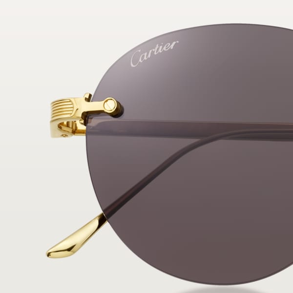 Signature C de Cartier Sunglasses Smooth golden-finish titanium, grey lenses