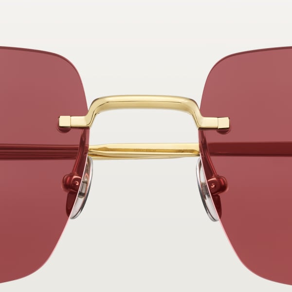 Pasha de Cartier Sunglasses Smooth golden-finish titanium, burgundy lenses