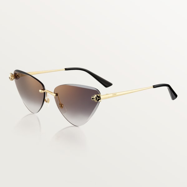 Panthère de Cartier Sunglasses Smooth golden-finish metal, grey lenses with golden flash