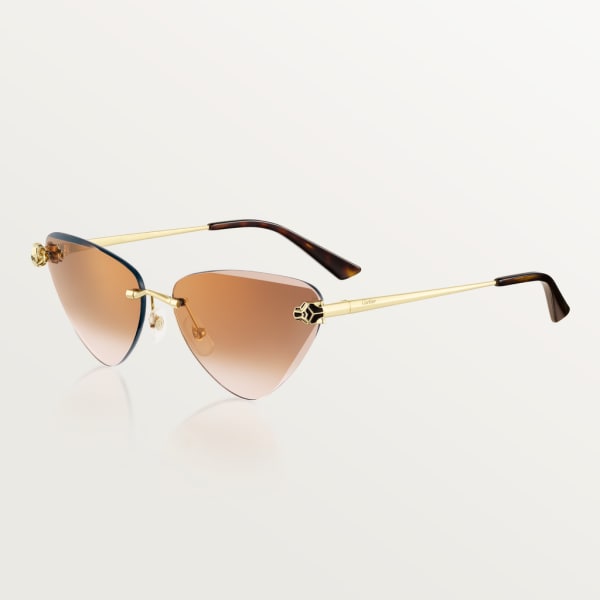 Panthère de Cartier Sunglasses Smooth golden-finish metal, brown lenses