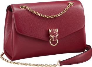 Panthère de Cartier bag, chain bag, small model Burgundy calfskin, golden finish