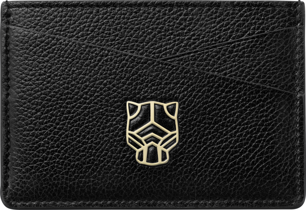 Panthère de Cartier Small Leather Goods, Card holderBlack calfskin, golden finish