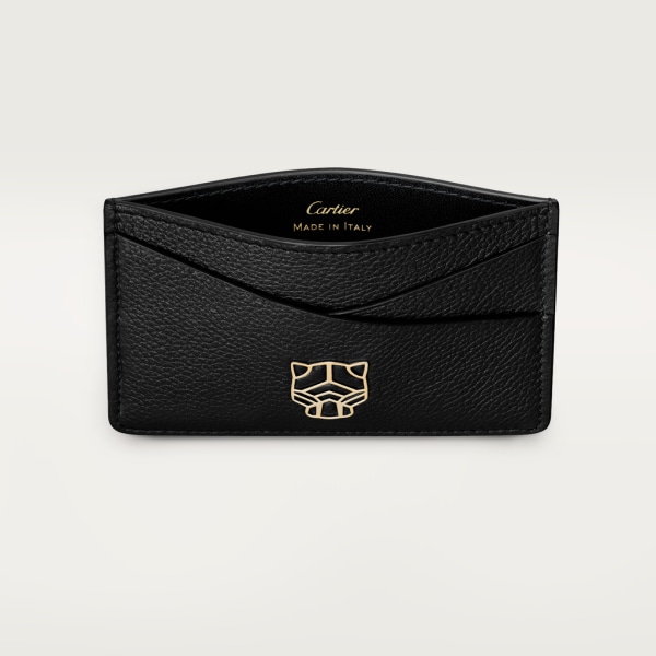 Panthère de Cartier Small Leather Goods, Card holder Black calfskin, golden finish