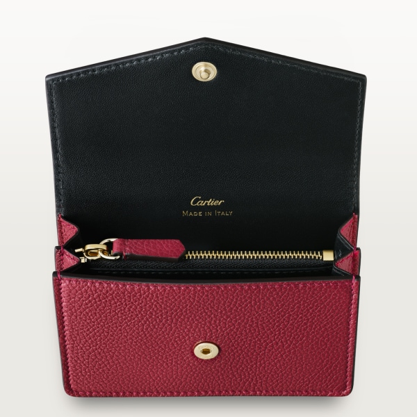 Panthère de Cartier Small Leather Goods, Card holder Burgundy calfskin, golden finish