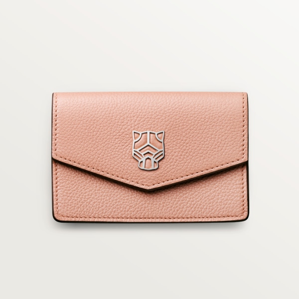 Panthère de Cartier Small Leather Goods, Card holder Blush calfskin, palladium finish