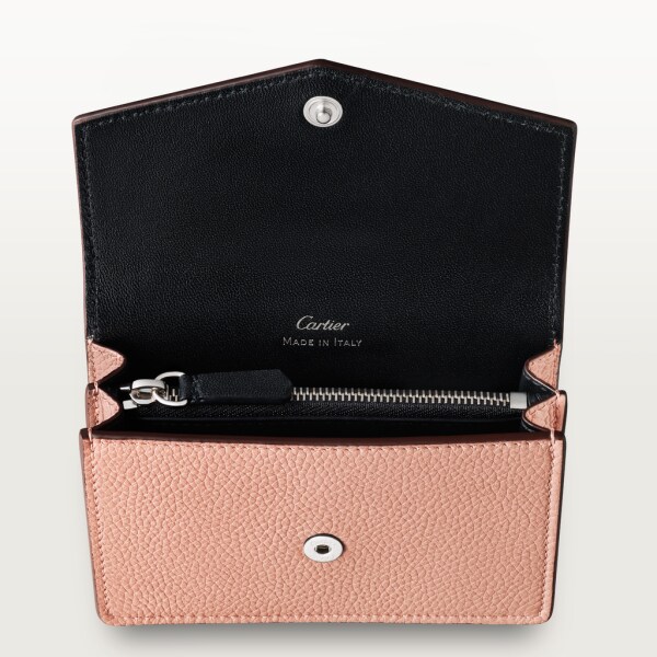 Panthère de Cartier Small Leather Goods, Card holder Blush calfskin, palladium finish