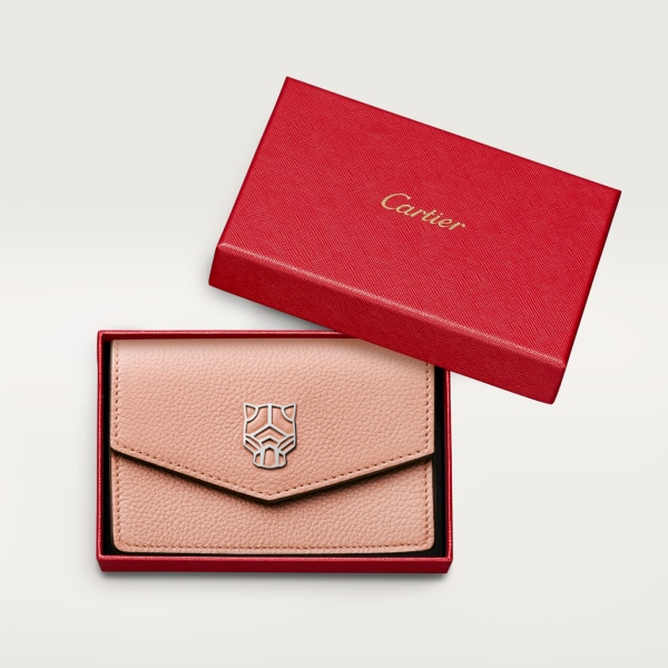 Panthère de Cartier Small Leather Goods, Card holder Blush calfskin, palladium finish