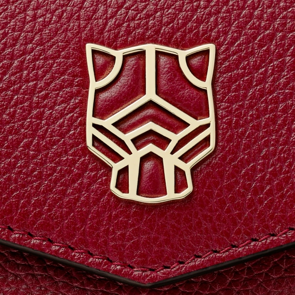 Panthère de Cartier Small Leather Goods, Card holder Burgundy calfskin, golden finish