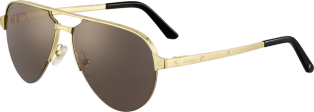 Santos de Cartier Sunglasses Smooth and brushed golden-finish metal, grey lenses