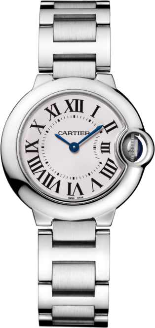 Ballon Bleu de Cartier watch 28 mm, quartz movement, steel