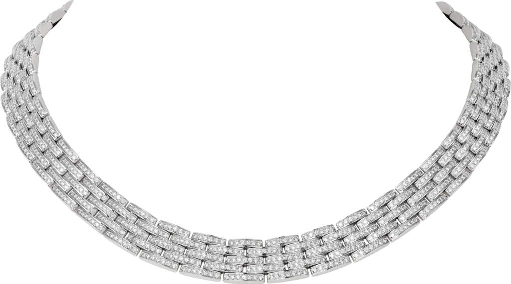 Maillon Panthère fine necklace, 5 diamond-paved rowsWhite gold, diamonds