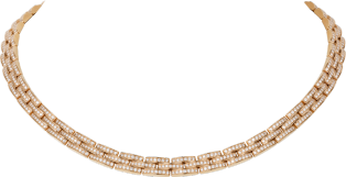 Maillon Panthère fine necklace, 3 diamond-paved rows Rose gold, diamonds