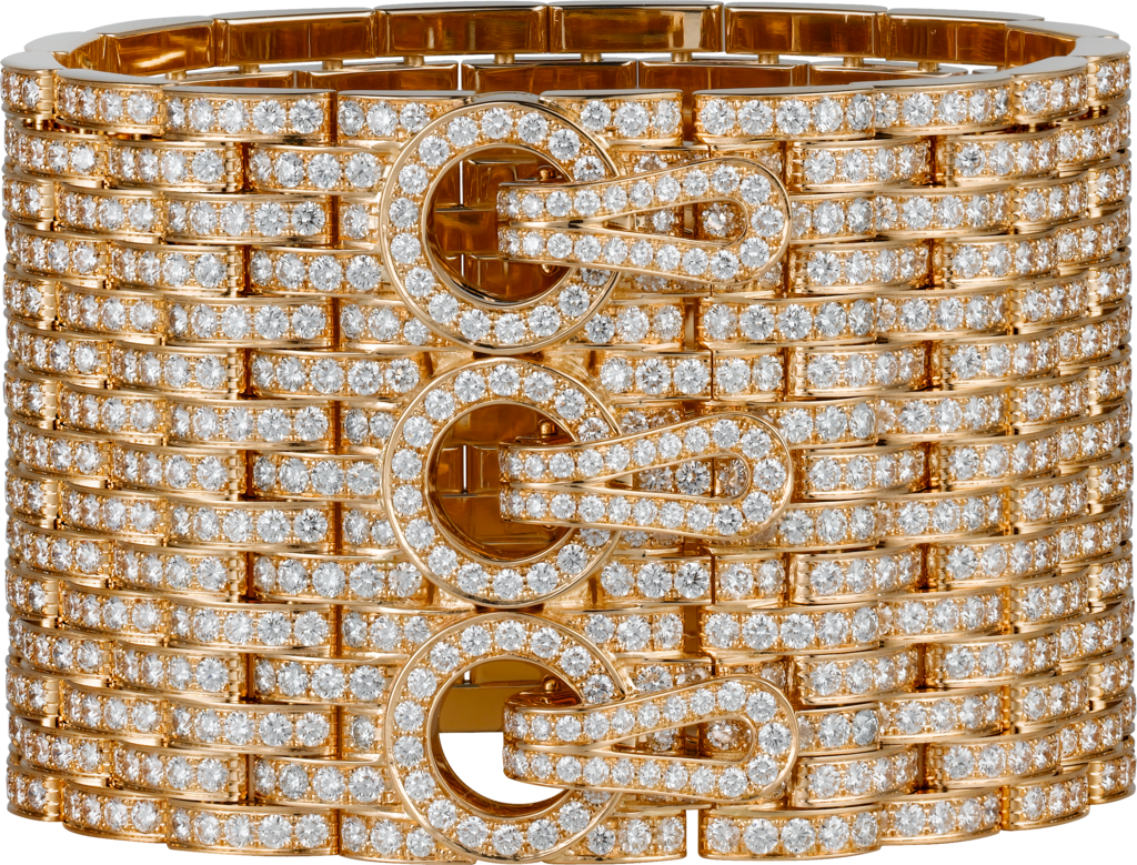 Agrafe cuff braceletRose gold, diamonds