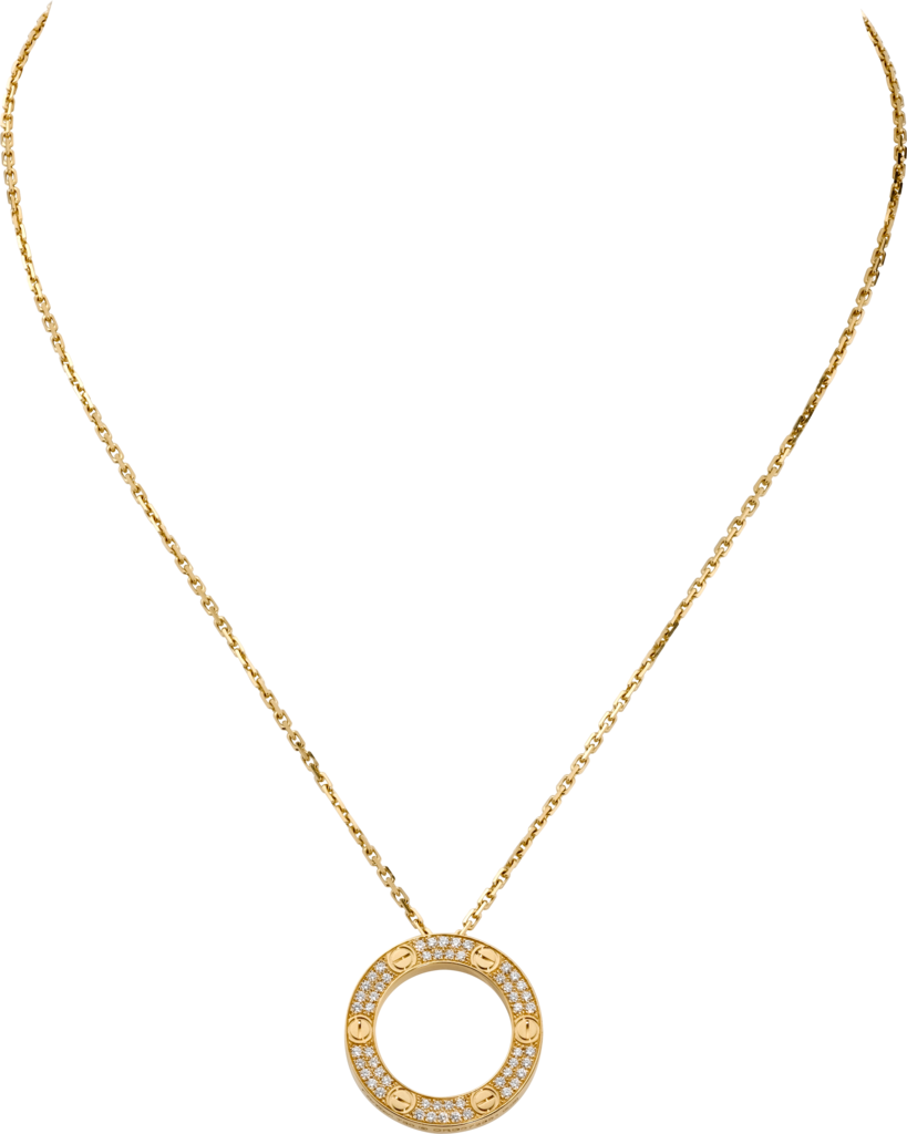 Love necklace, diamond-pavedYellow gold, diamonds