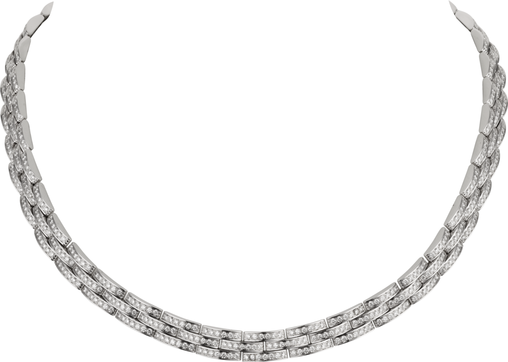 Maillon Panthère fine necklace, 3 diamond-paved rowsWhite gold, diamonds