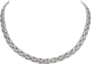 Maillon Panthère fine necklace, 3 diamond-paved rows White gold, diamonds