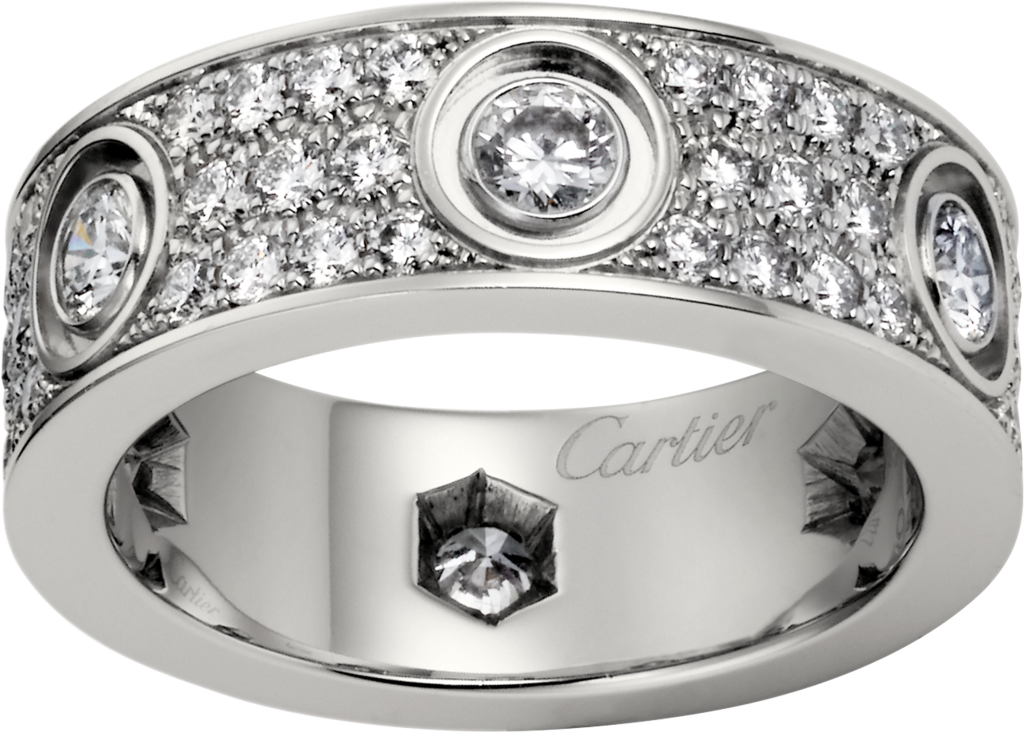 Love ring, diamond-pavedWhite gold, diamonds