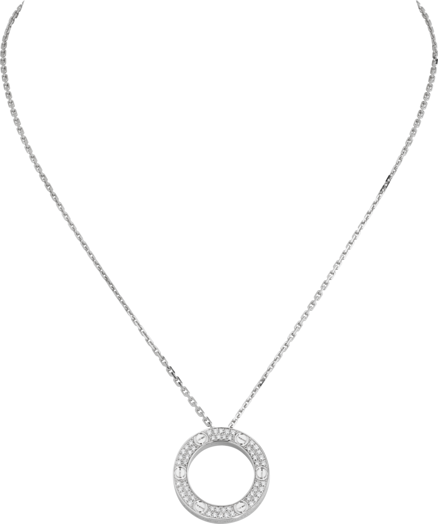 Love necklace, diamond-pavedWhite gold, diamonds