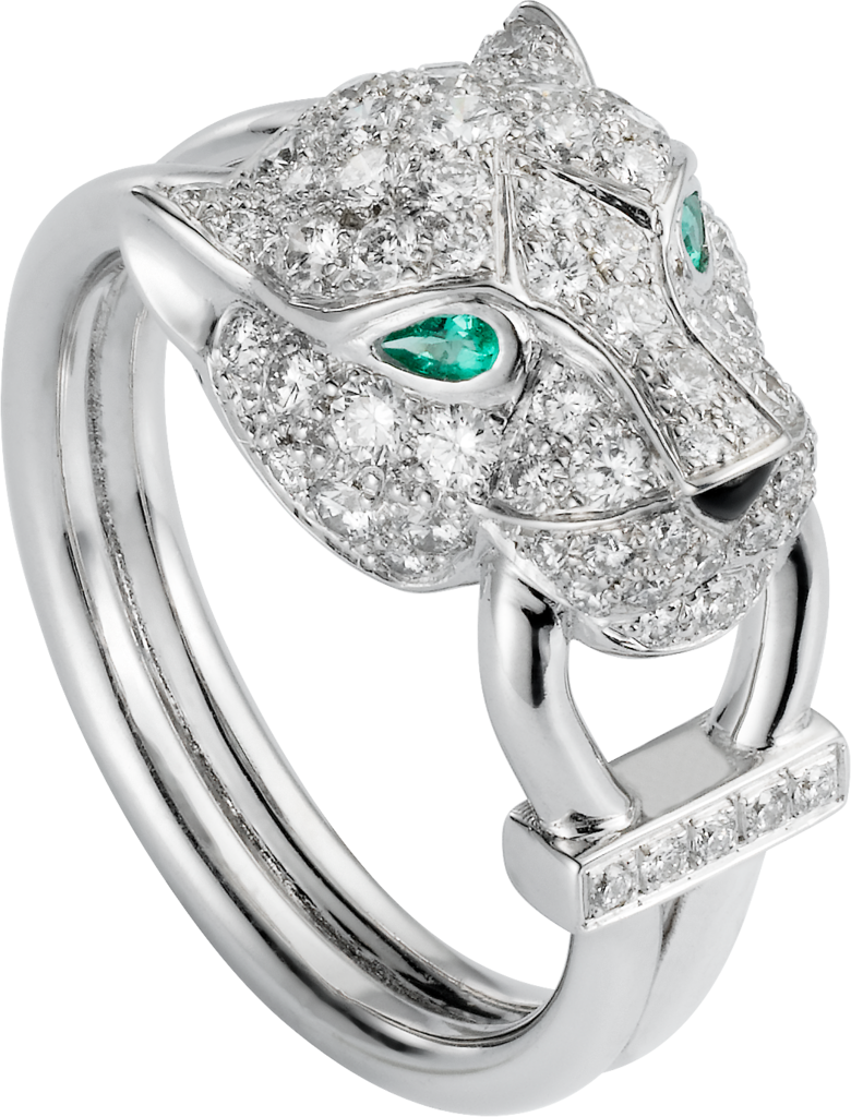 Panthère de Cartier ringWhite gold, diamonds, emeralds, onyx